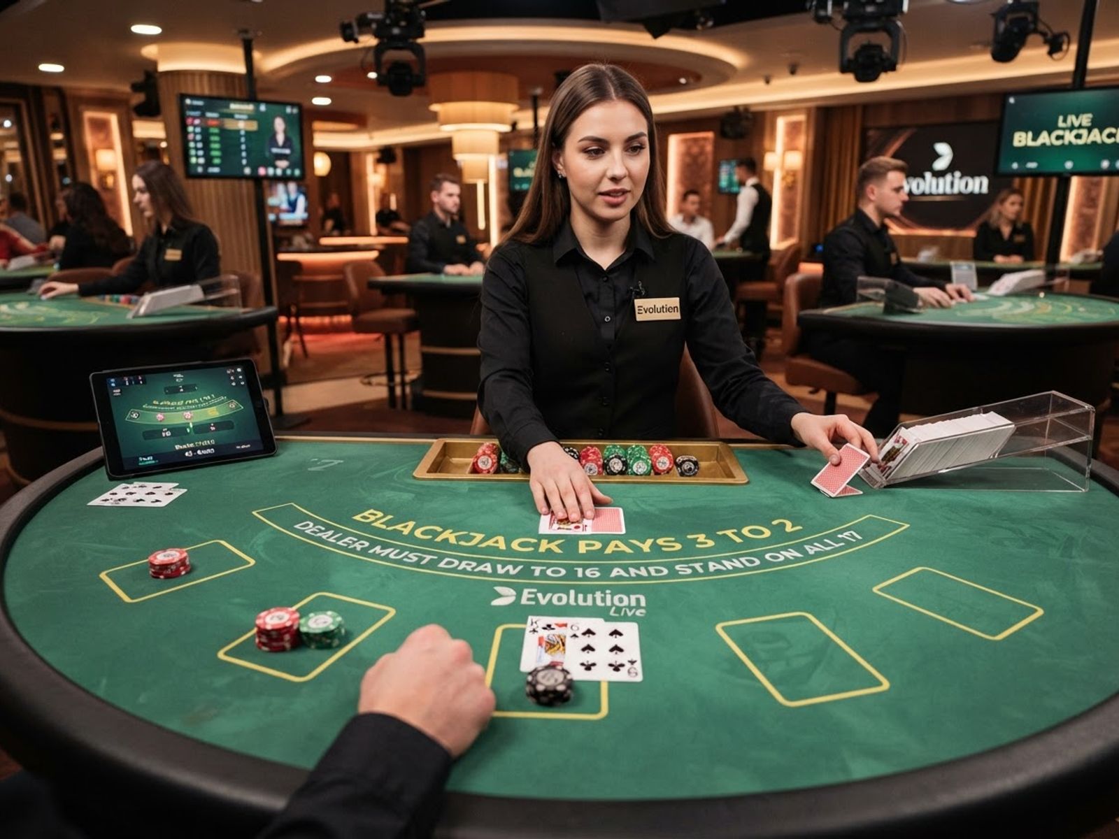 Blackjackkaarten op de speeltafel